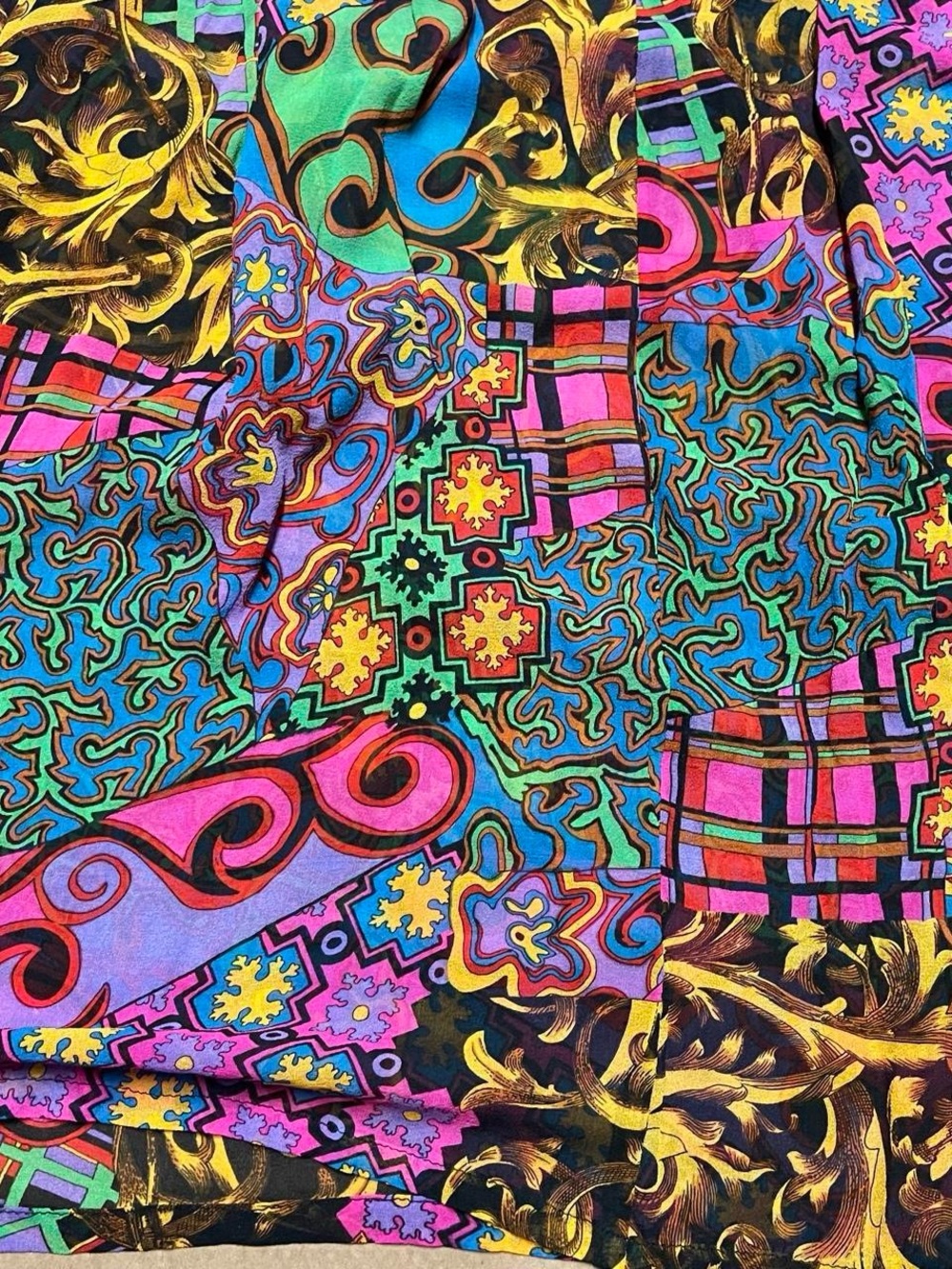 Women’s Colorful Pleated Skirt Multicolor Abstract Baroque Paisley Lightweight - Picture 5 of 7